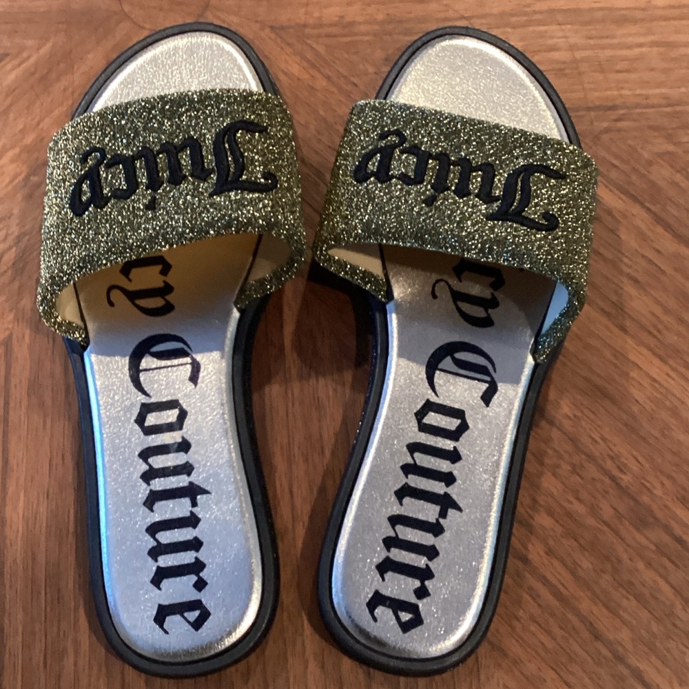Juicy Couture Gold Glitter Slides - Picture 2 of 4